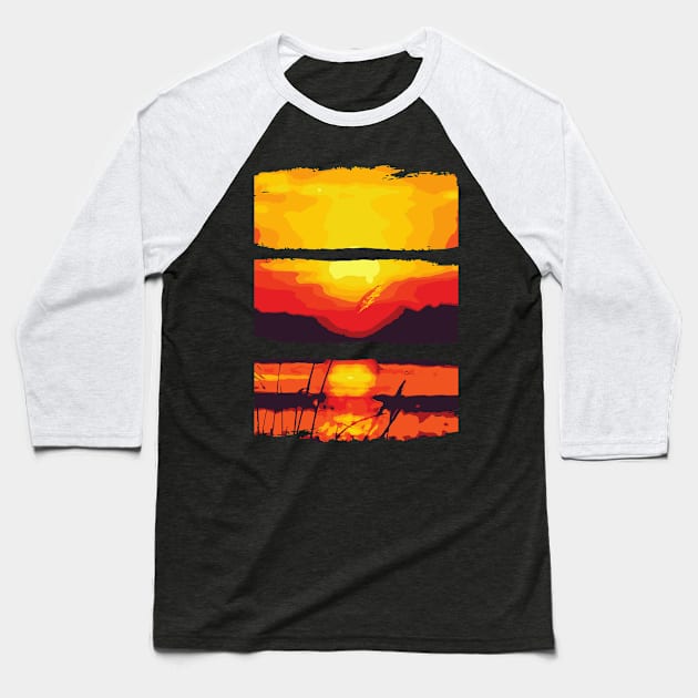 Sunset lights Baseball T-Shirt by NiceIO